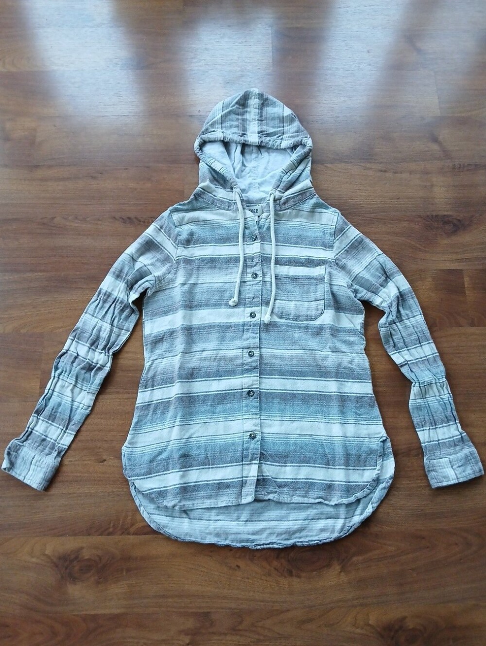 BKE Women's Hooded Button Down Flannel Shirt, Size S